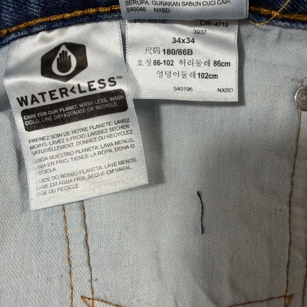 Levi's 516 Slim Straight Jeans Mens 34x34 Blue Denim Classic‎ Aesthetic NWT